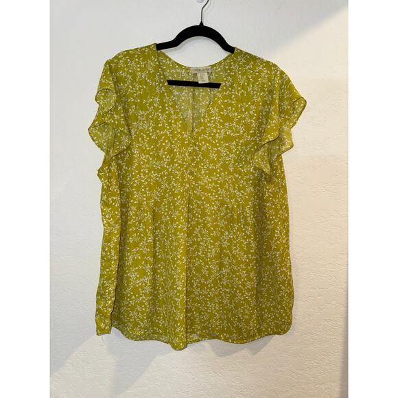 Cynthia Rowley Tops - EUC Cynthia Rowley Floral Blouse Green Short Sleeve Size 1X